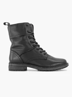 Zwarte Leren Veterboot Dames Enkellaarzen & Boots