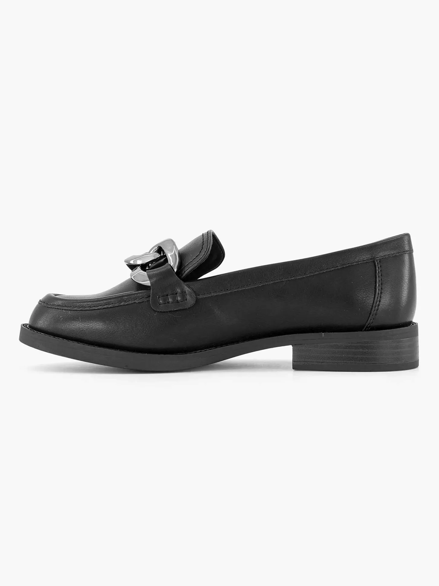 Outlet Zwarte Loafer Sierketting Dames Instappers