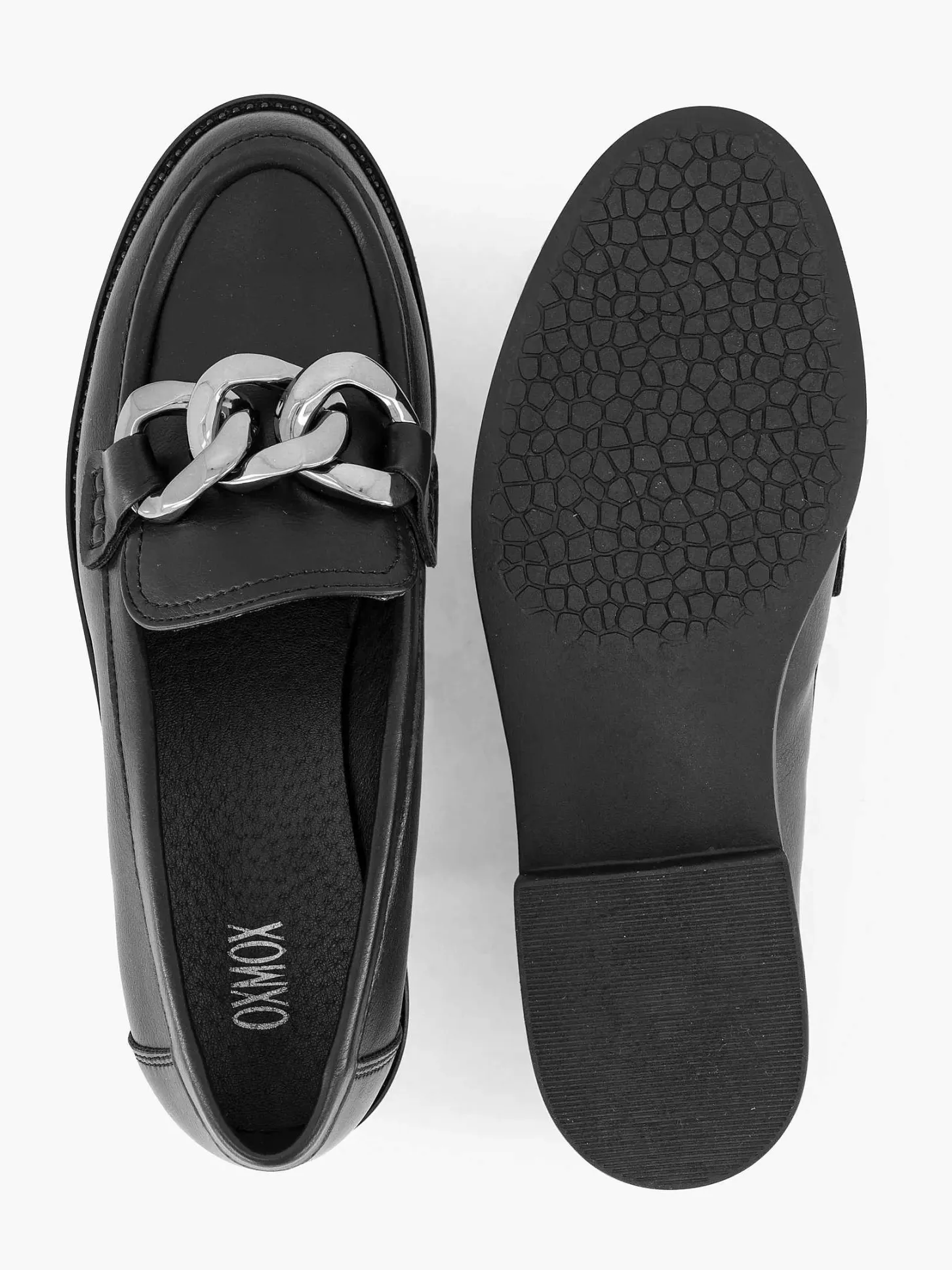 Outlet Zwarte Loafer Sierketting Dames Instappers