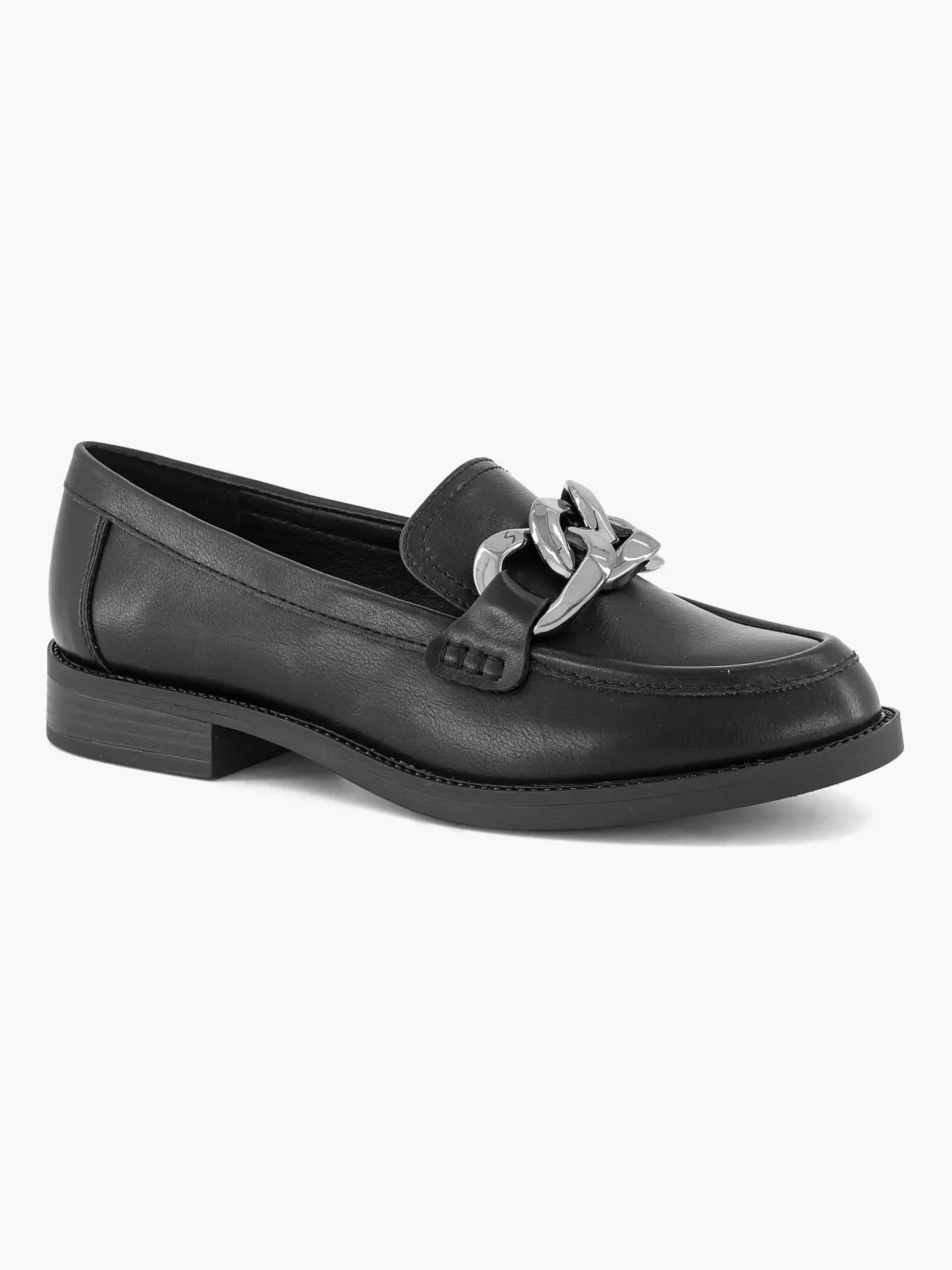 Outlet Zwarte Loafer Sierketting Dames Instappers