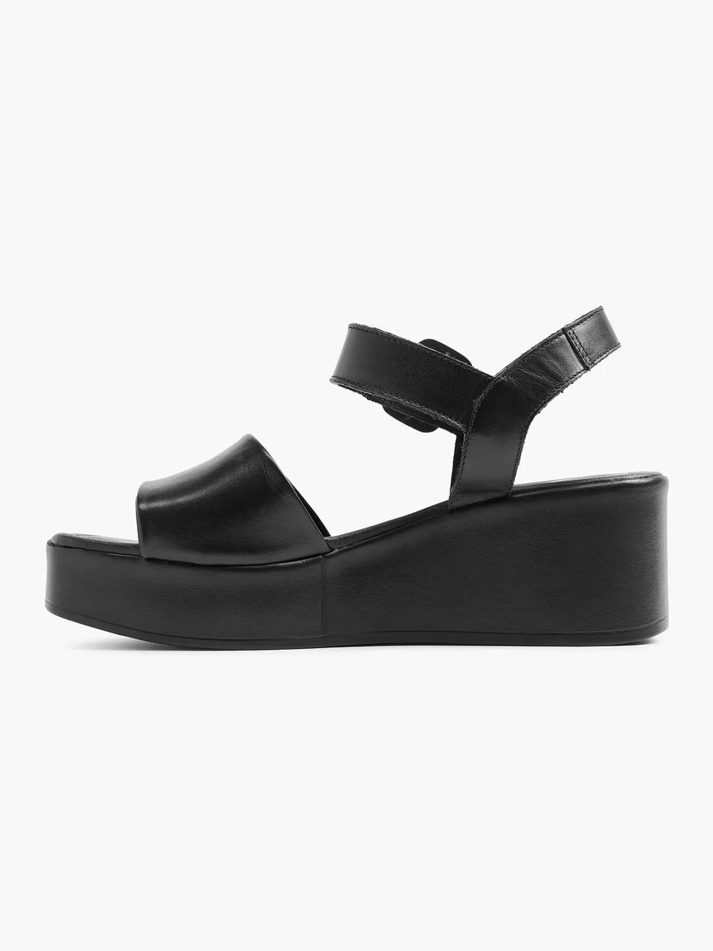 Hot Zwarte Platform Leren Sandaal Dames Sandalen