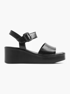 Hot Zwarte Platform Leren Sandaal Dames Sandalen