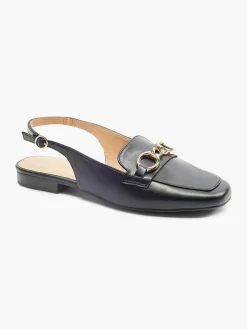 New Zwarte Platte Slingback Sierketting Dames Instappers