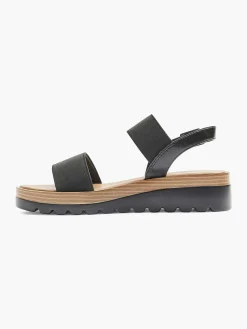 Zwarte Sandaal Elastisch Dames Sandalen
