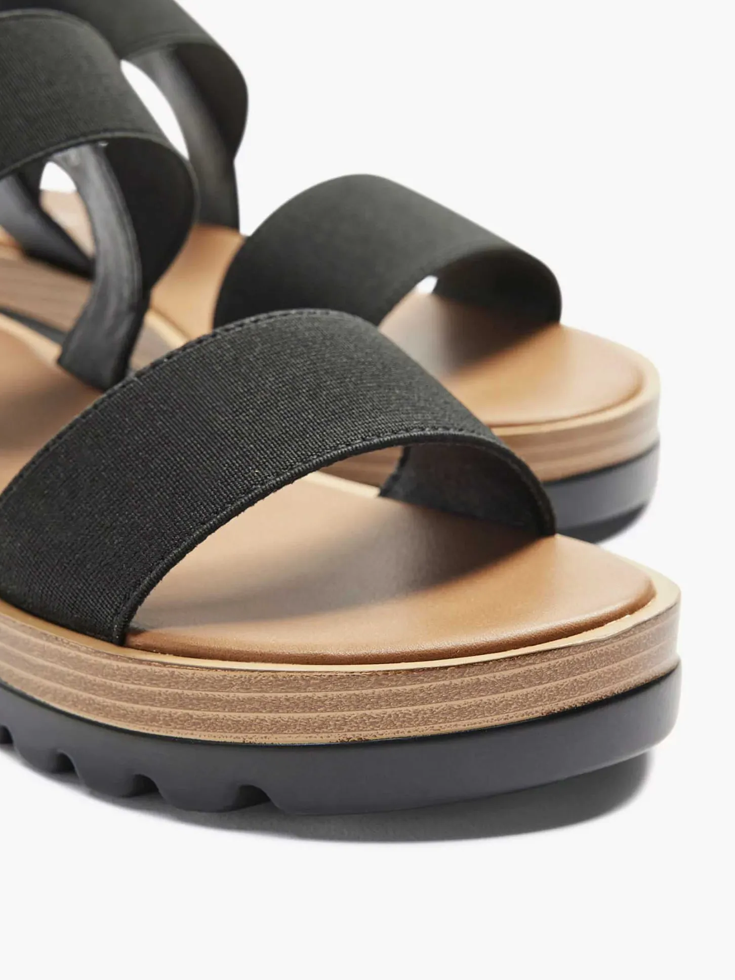 Zwarte Sandaal Elastisch Dames Sandalen
