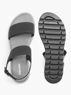 Zwarte Sandaal Elastisch Dames Sandalen