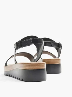 Zwarte Sandaal Elastisch Dames Sandalen