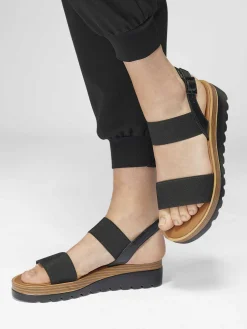 Zwarte Sandaal Elastisch Dames Sandalen