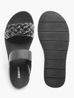 Outlet Zwarte Sandaal Gevlochten Dames Sandalen