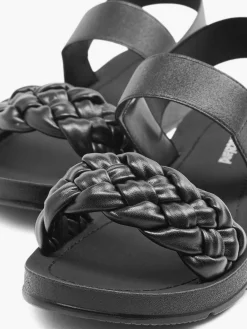 Outlet Zwarte Sandaal Gevlochten Dames Sandalen