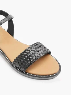 Discount Zwarte Sandaal Gevlochten Dames Sandalen