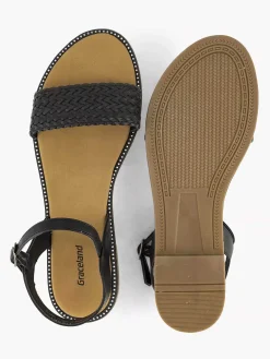 Discount Zwarte Sandaal Gevlochten Dames Sandalen