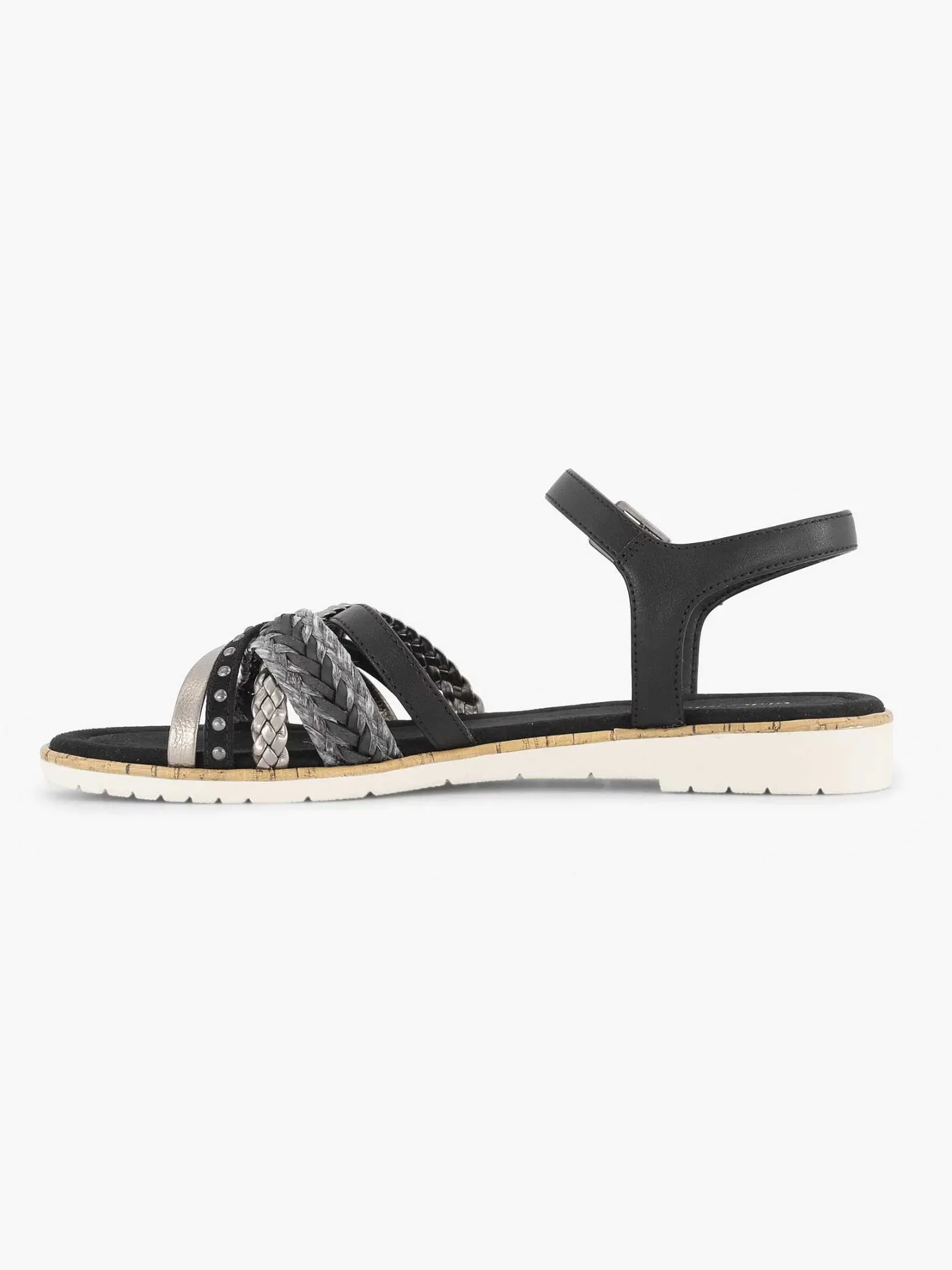 Outlet Zwarte Sandaal Gevlochten Dames Sandalen