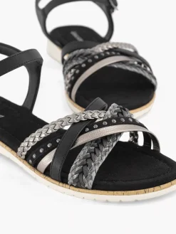 Outlet Zwarte Sandaal Gevlochten Dames Sandalen
