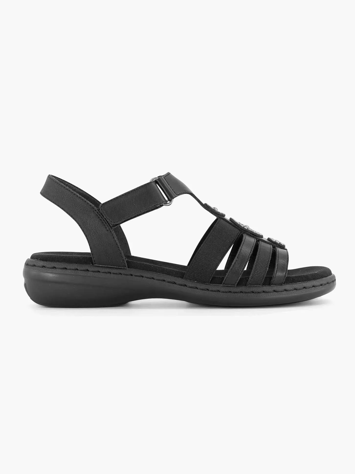 Discount Zwarte Sandaal Klittenband Dames Comfort Schoenen