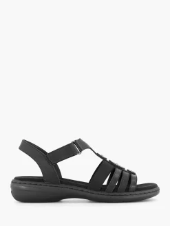 Discount Zwarte Sandaal Klittenband Dames Comfort Schoenen