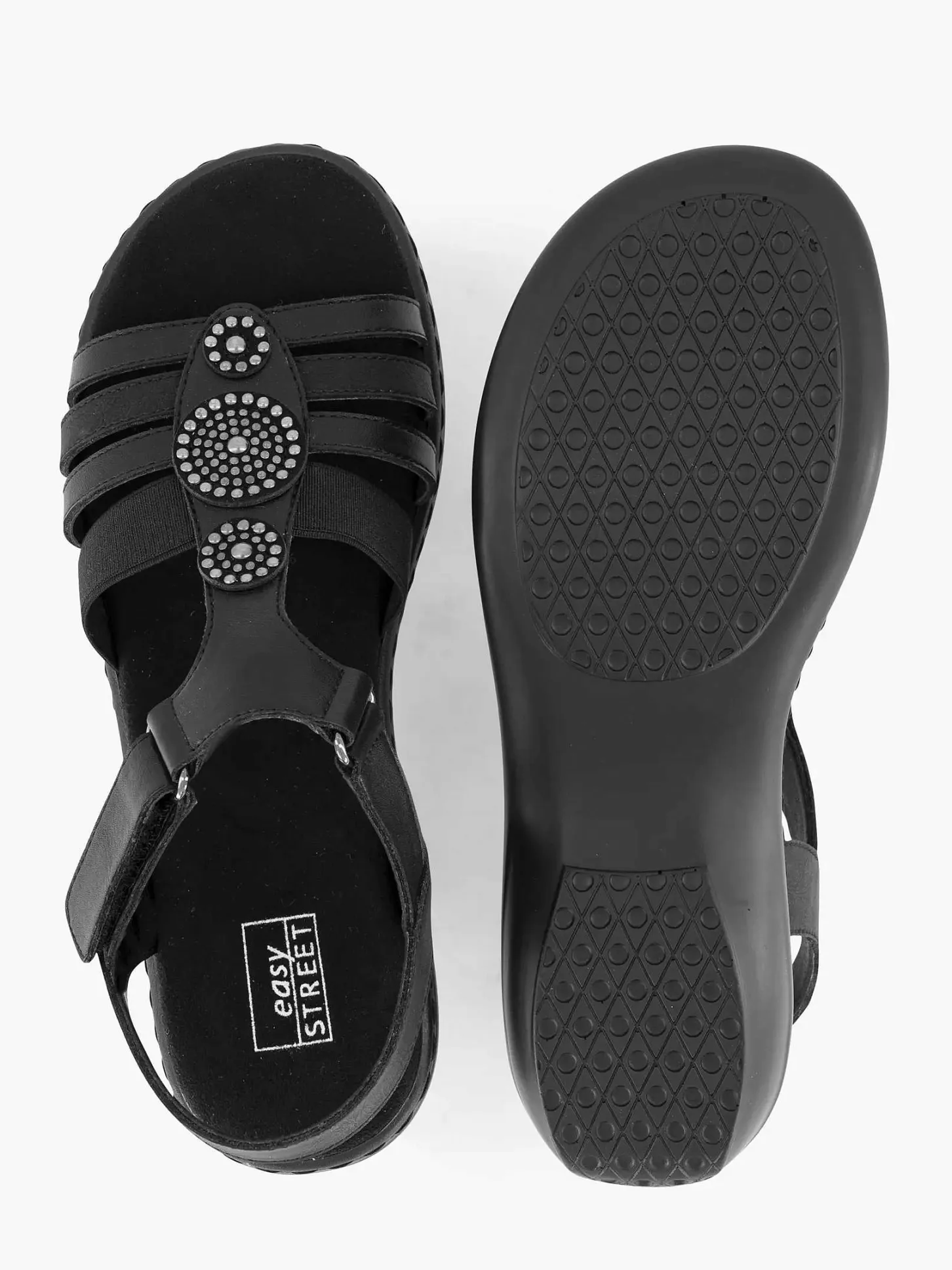 Discount Zwarte Sandaal Klittenband Dames Comfort Schoenen