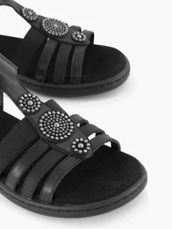 Discount Zwarte Sandaal Klittenband Dames Comfort Schoenen