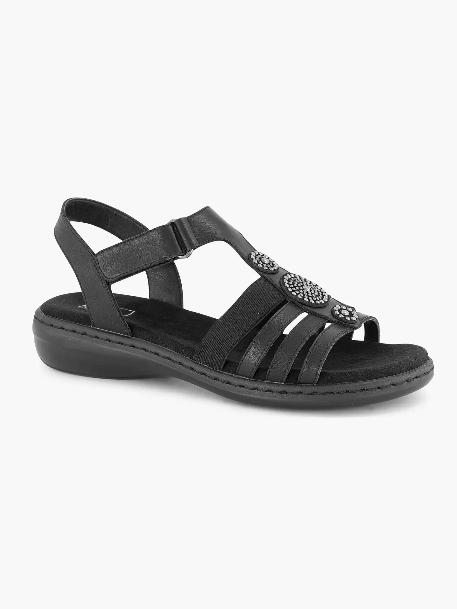 Discount Zwarte Sandaal Klittenband Dames Comfort Schoenen