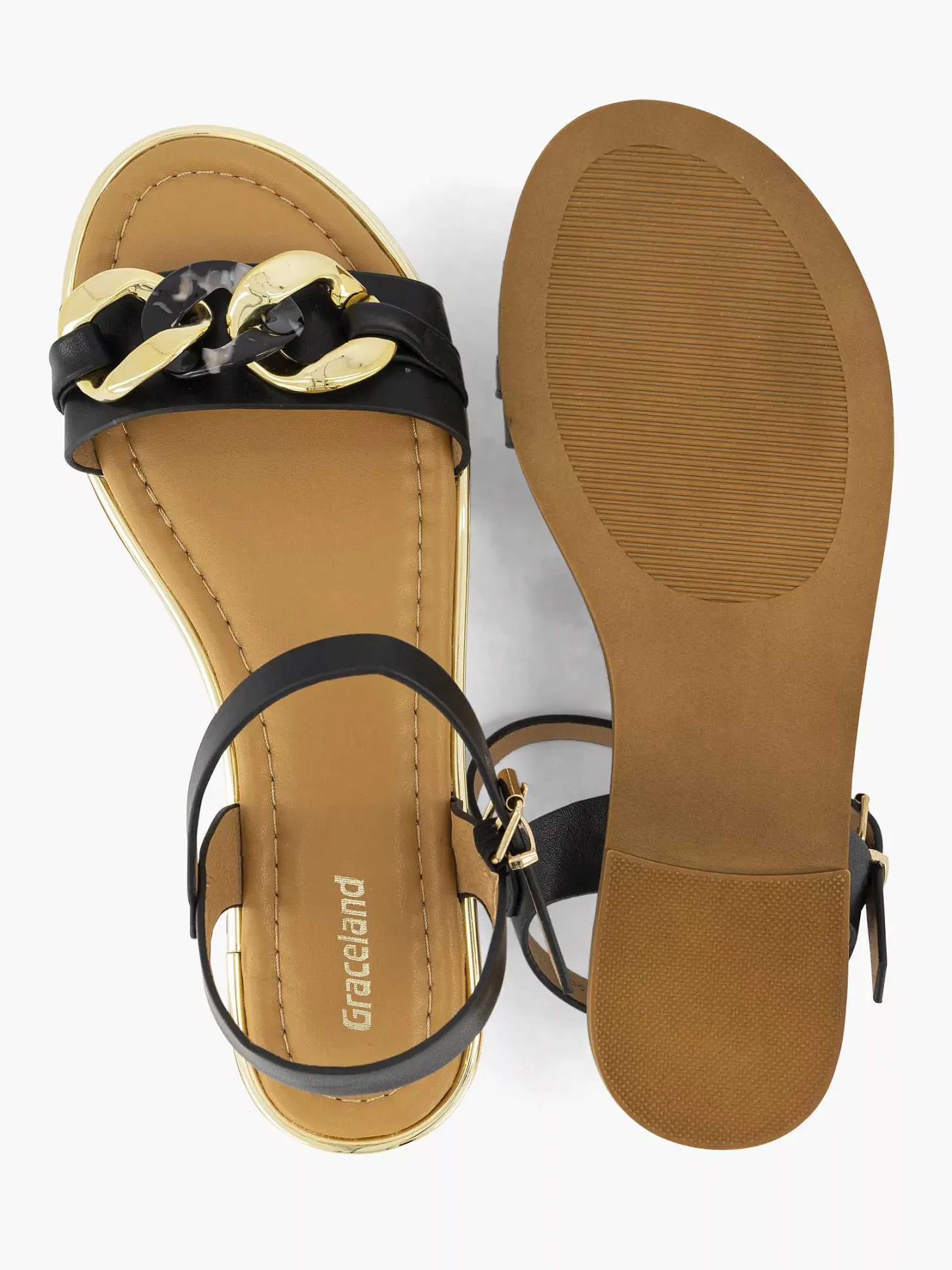Clearance Zwarte Sandaal Sierketting Dames Sandalen