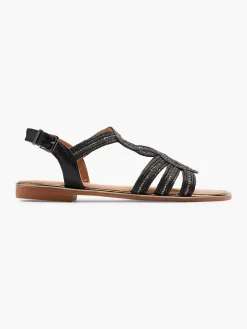 Zwarte Sandaal Sierketting Dames Sandalen
