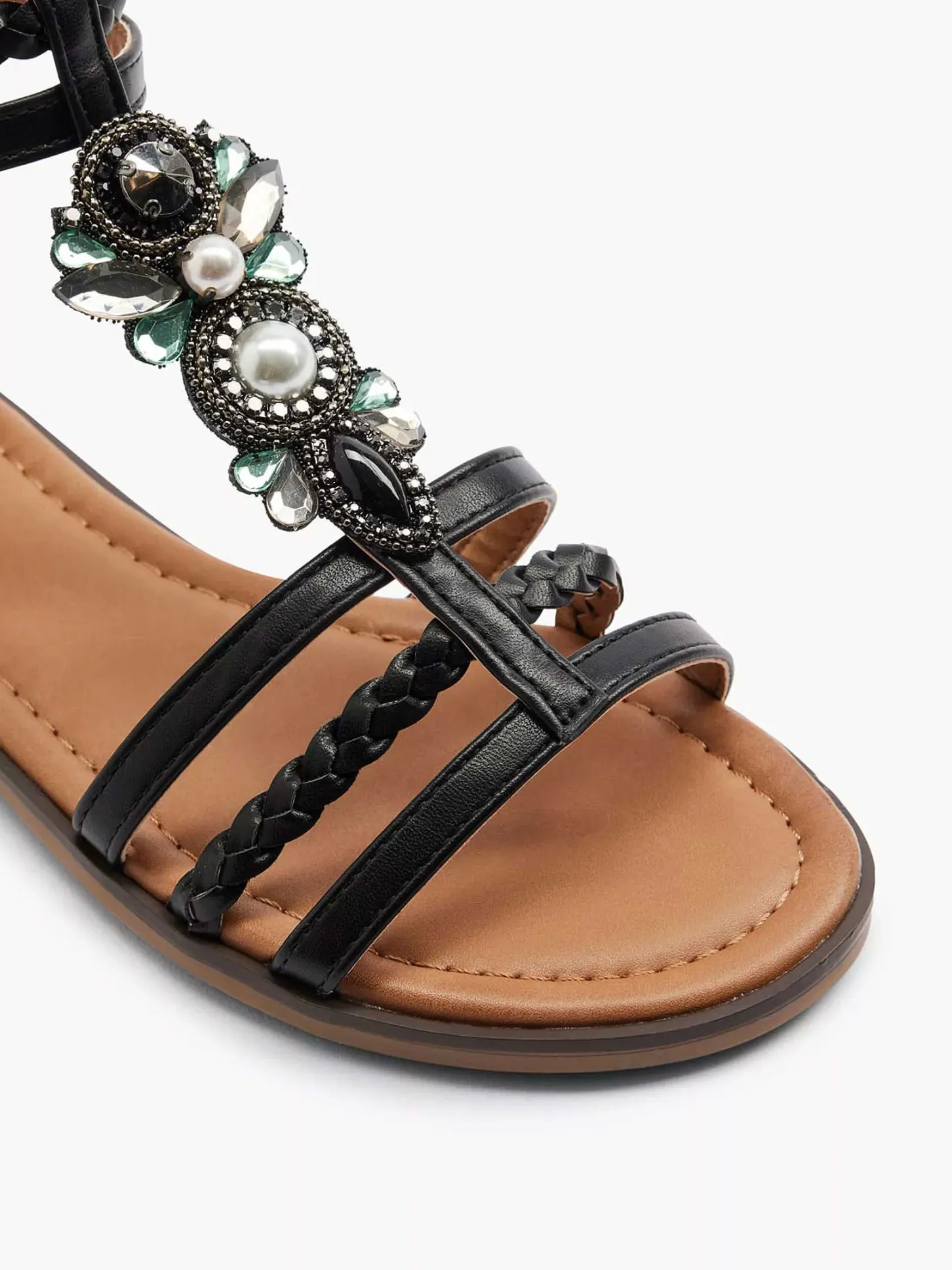 Zwarte Sandaal Steentjes Dames Sandalen