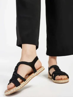 Clearance Zwarte Sandaal Touw Dames Sandalen