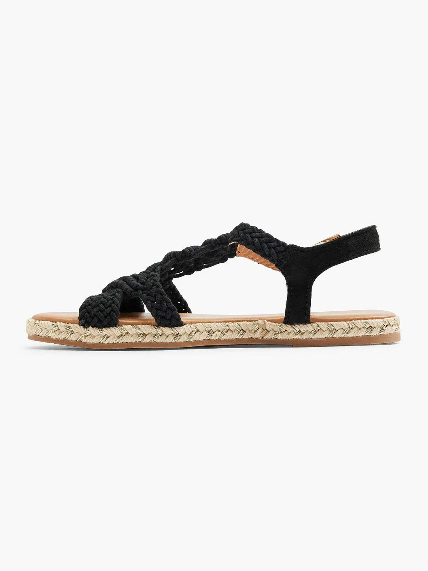 Clearance Zwarte Sandaal Touw Dames Sandalen