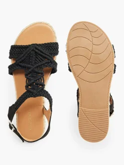 Clearance Zwarte Sandaal Touw Dames Sandalen