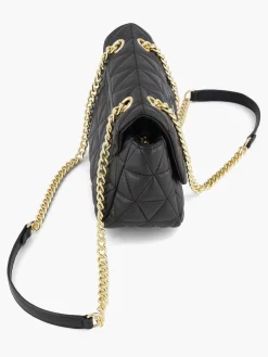 Outlet Zwarte Schoudertas Doorgestikt Dames Online Exclusive Accessoires