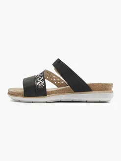 Zwarte Slipper Gespsluiting Dames Slippers