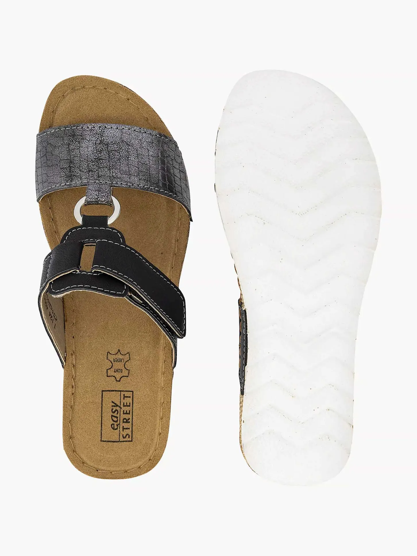 Online Zwarte Slipper Leren Voetbed Dames Slippers