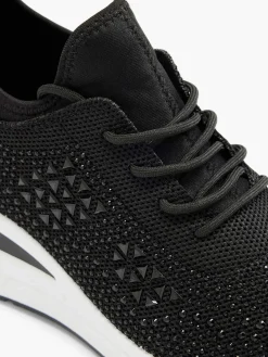 Outlet Zwarte Sneaker Steentjes Dames Sneakers