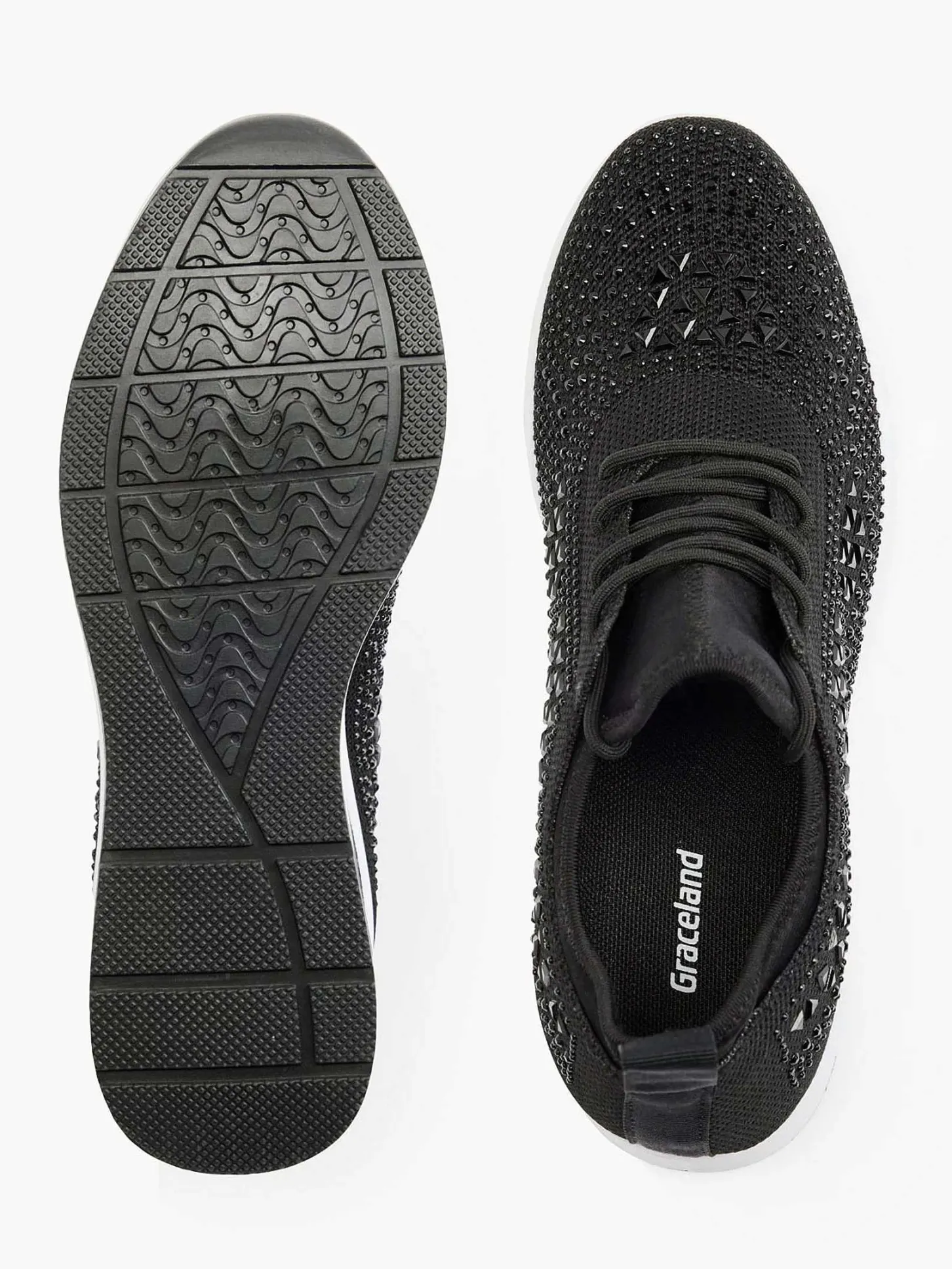 Outlet Zwarte Sneaker Steentjes Dames Sneakers