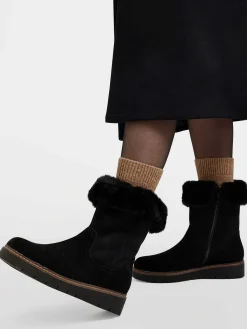 Best Zwarte Suede Comfort Enkelboot Gevoerd Dames Comfort Schoenen