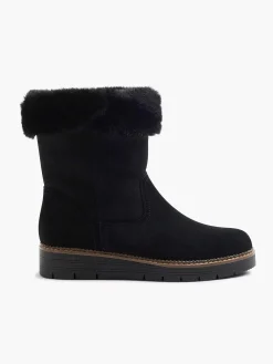 Best Zwarte Suede Comfort Enkelboot Gevoerd Dames Comfort Schoenen