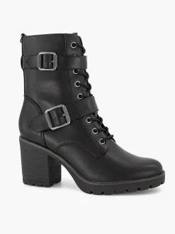 Hot Zwarte Veterboot Hak Dames Enkellaarzen & Boots