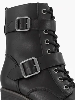 Hot Zwarte Veterboot Hak Dames Enkellaarzen & Boots
