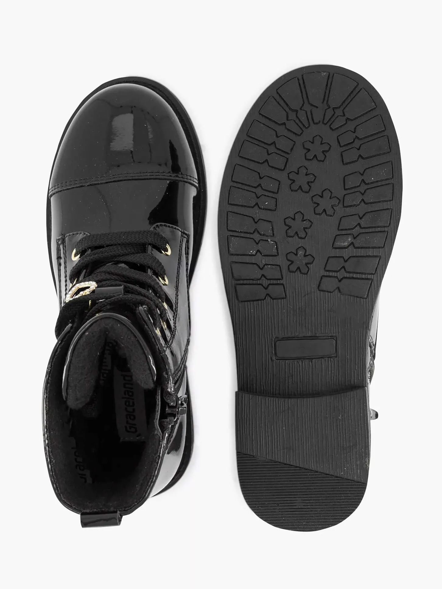 Outlet Zwarte Veterboot Lak Kinderen Jongensschoenen
