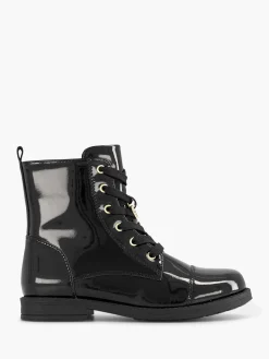 Outlet Zwarte Veterboot Lak Kinderen Jongensschoenen