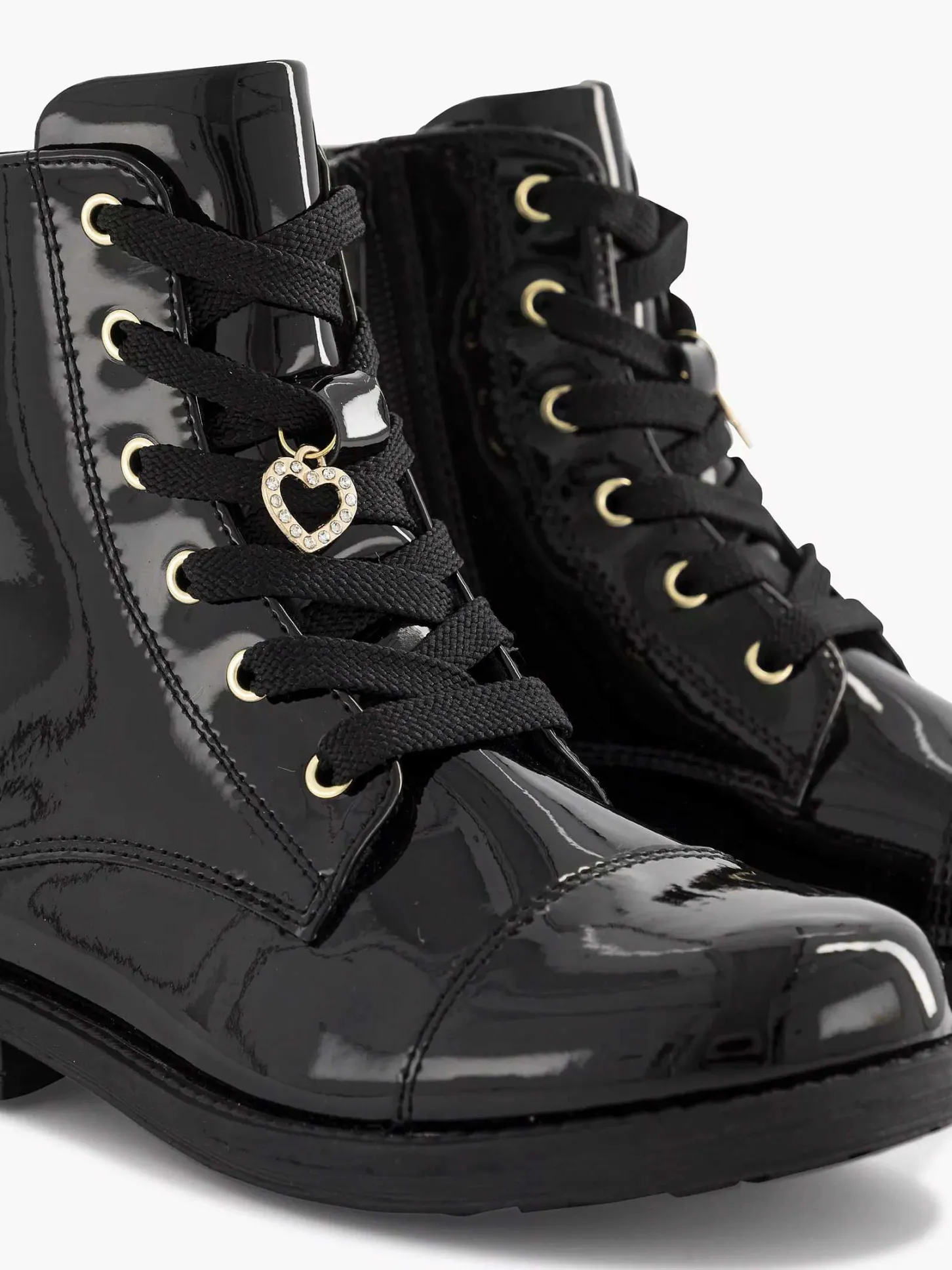 Outlet Zwarte Veterboot Lak Kinderen Jongensschoenen
