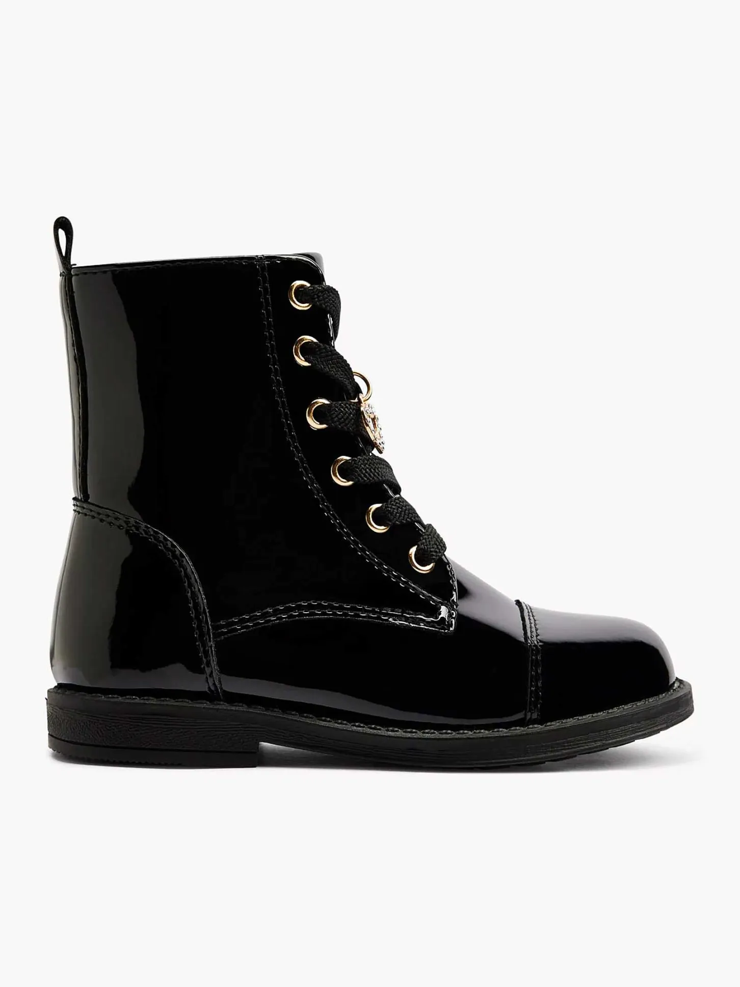 Zwarte Veterboot Lak Kinderen Jongensschoenen