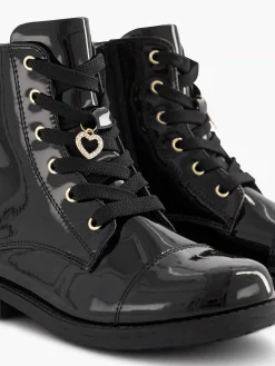Zwarte Veterboot Lak Kinderen Jongensschoenen