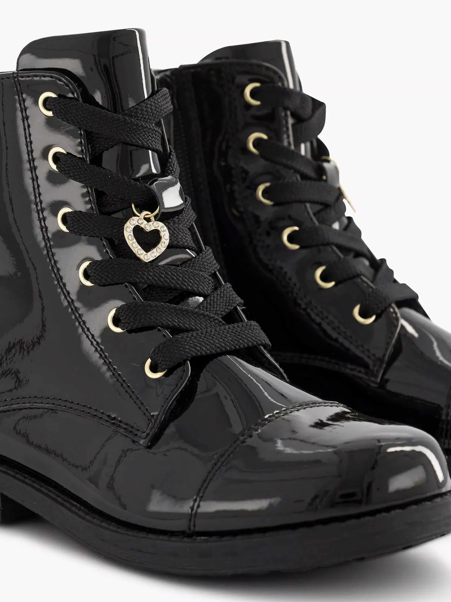 Zwarte Veterboot Lak Kinderen Jongensschoenen