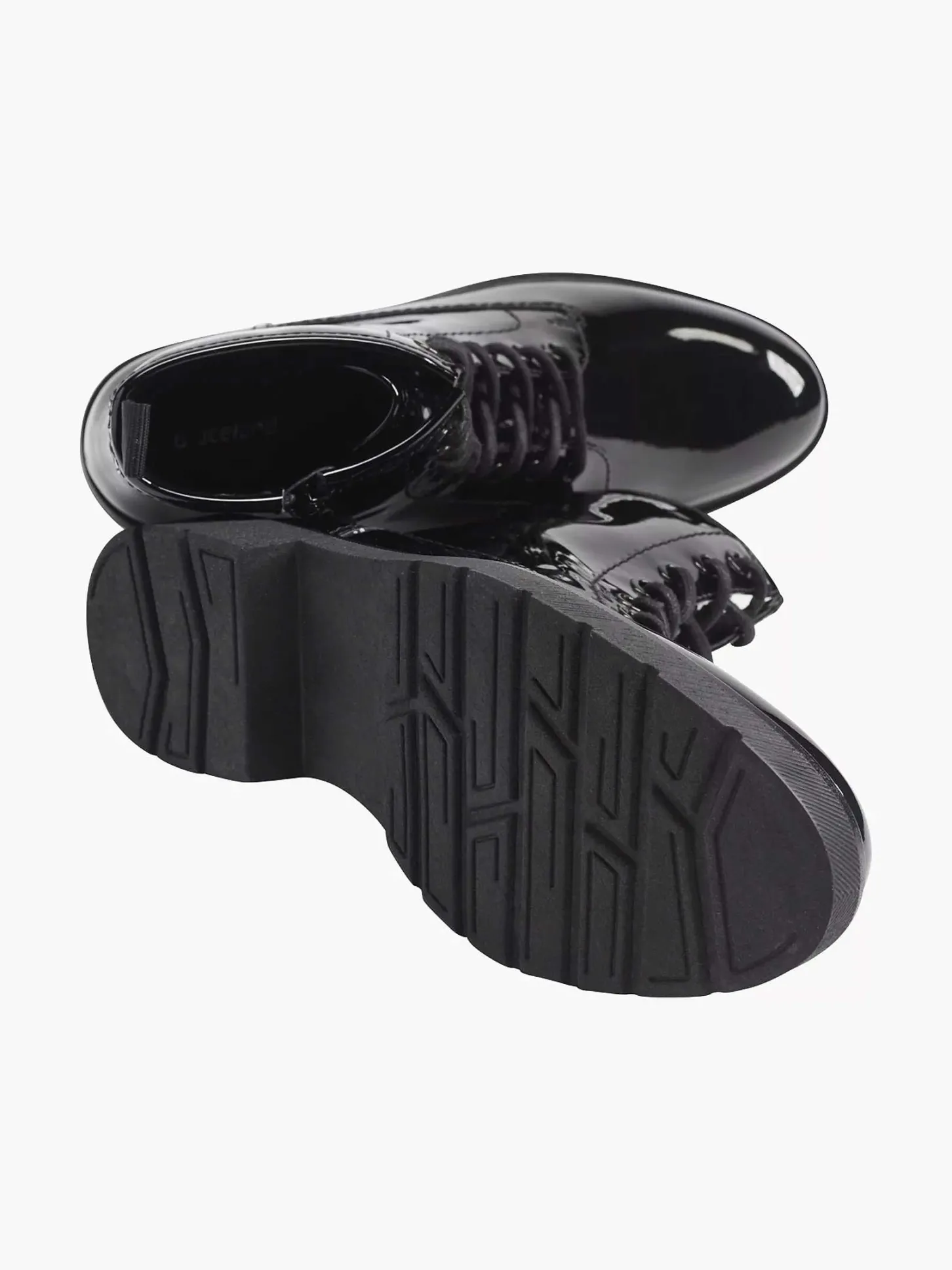 Discount Zwarte Veterboot Lak Dames Enkellaarzen & Boots