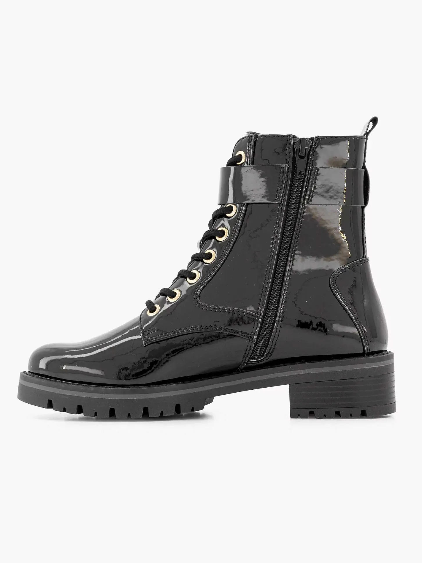 Clearance Zwarte Veterboot Lak Dames Enkellaarzen & Boots