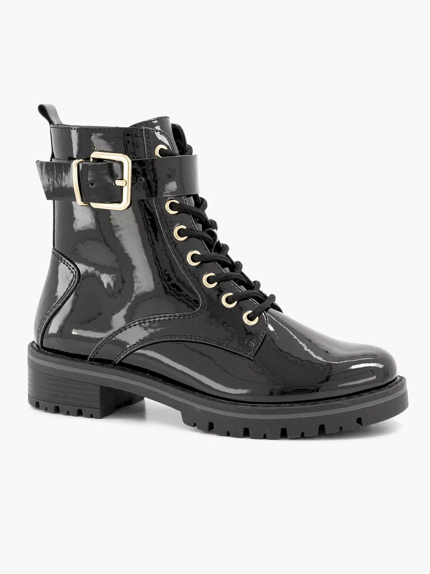 Clearance Zwarte Veterboot Lak Dames Enkellaarzen & Boots