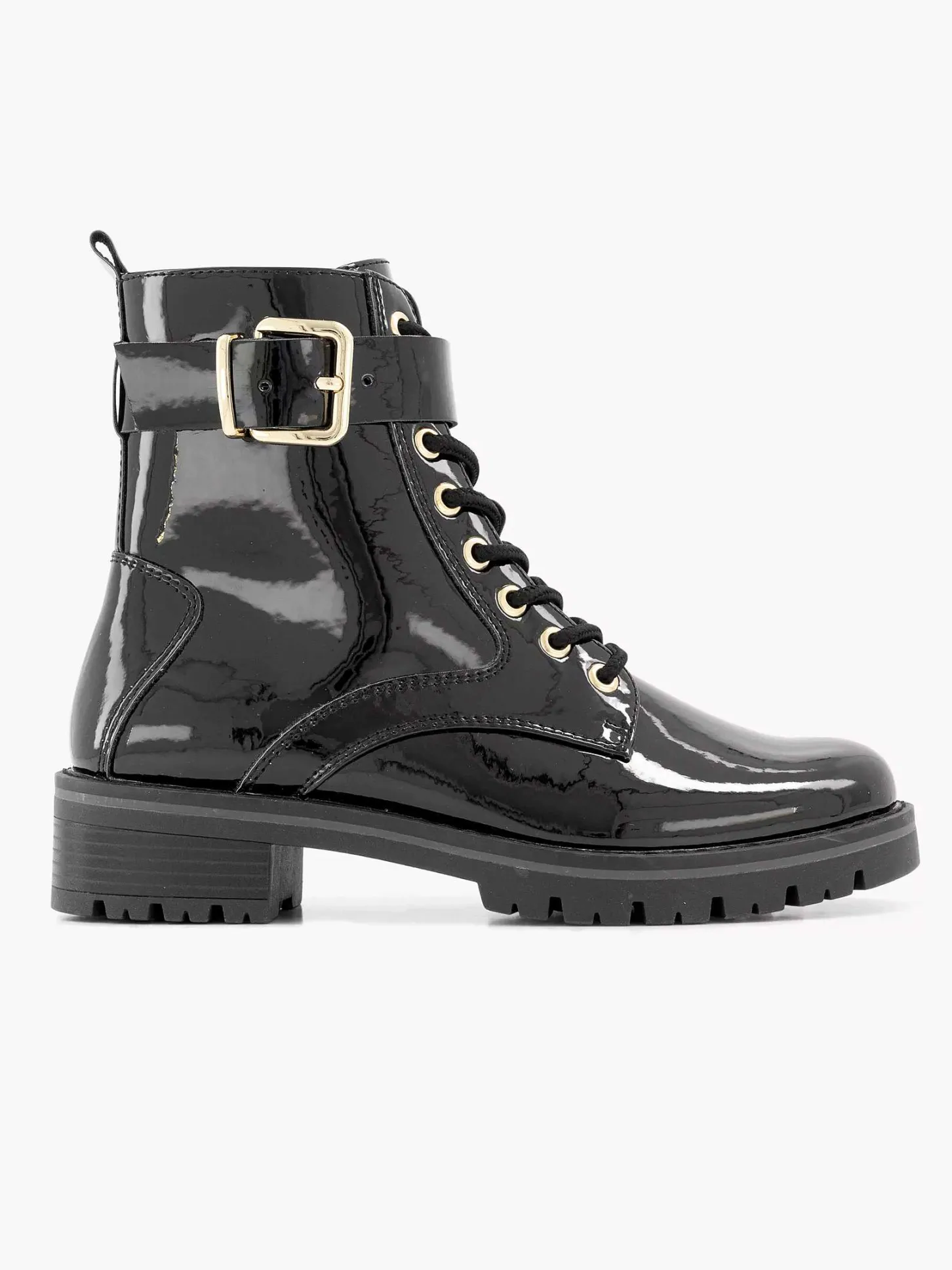 Clearance Zwarte Veterboot Lak Dames Enkellaarzen & Boots