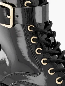 Clearance Zwarte Veterboot Lak Dames Enkellaarzen & Boots