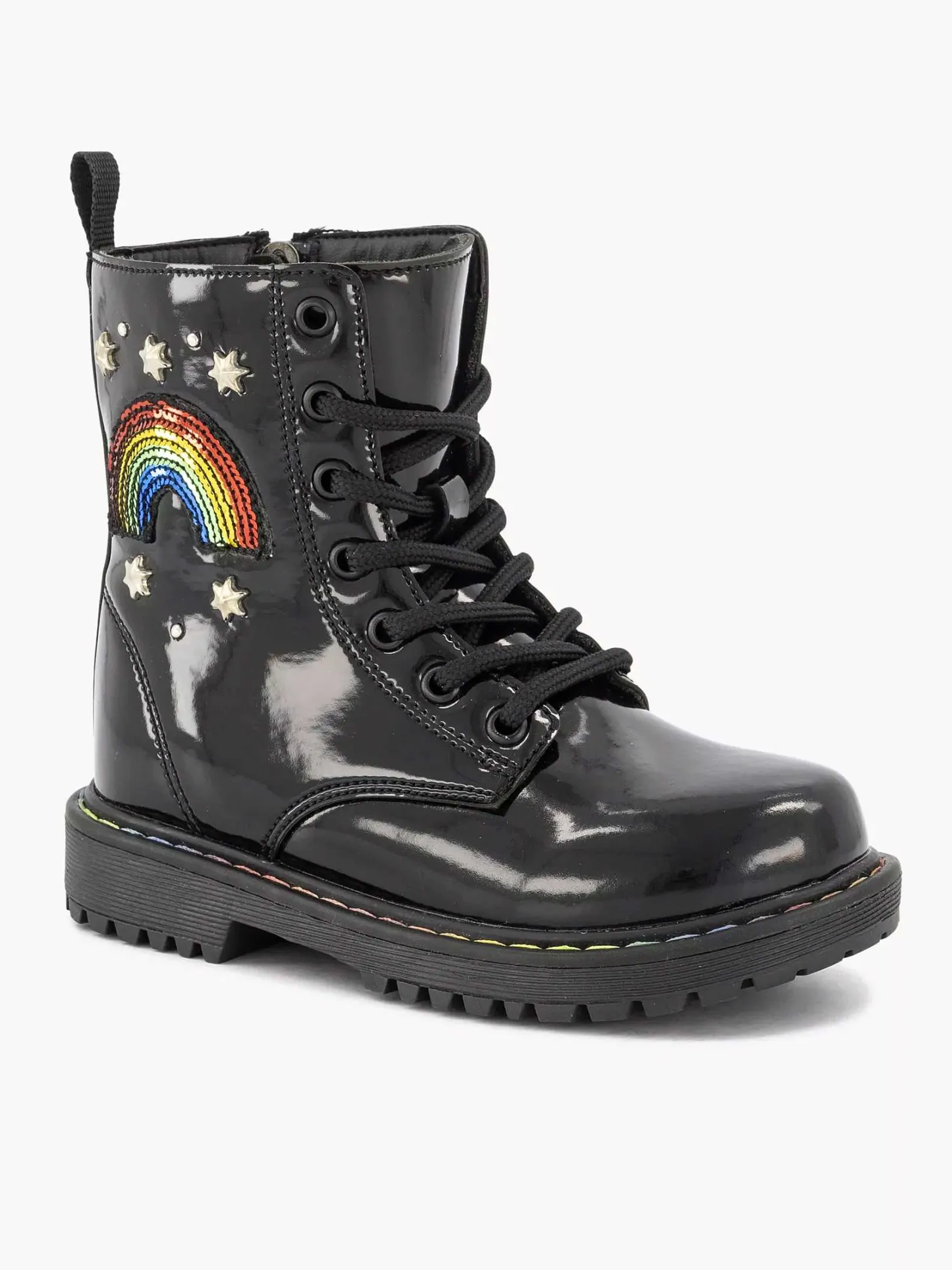 Zwarte Veterboot Regenboog Kinderen Jongensschoenen